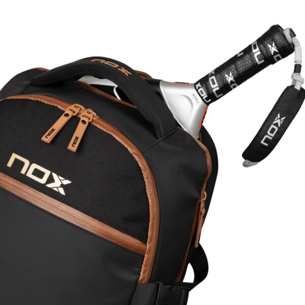 2024 Nox Luxury Open Series Padel Backpack (Black/Brown) - Image 4