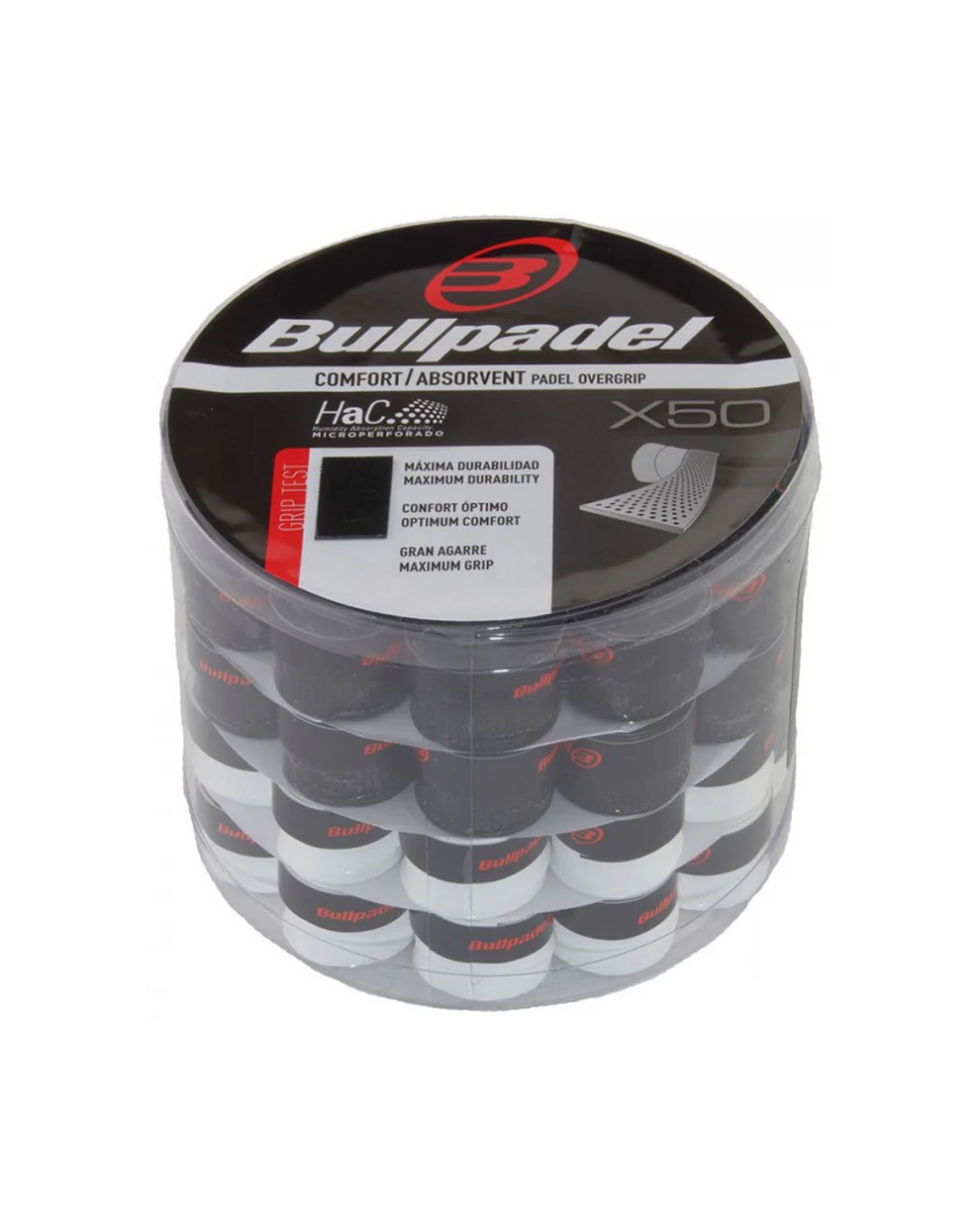 Bullpadel Overgrips Tub of 50 - White & Black